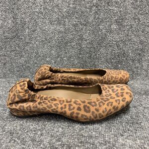 Earthies Ballet Flats Shoes Womens 7.5 Brown Tolo Leather Slip On Animal Leopard